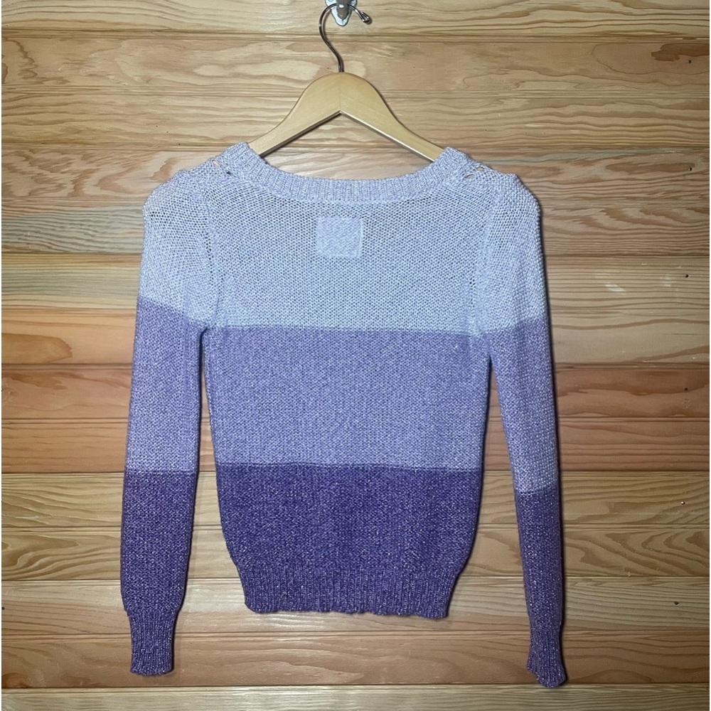 Justice sweater with different shades of purple. Size12. Brand is Justice